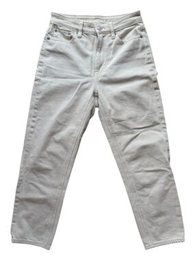 American Eagle Cream Straight Leg Jeans High Rise Neutral Denim Size X-Short